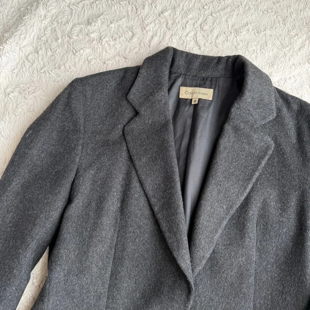 Calvin Klein wool blend blazer jacket vintage 90s charcoal grey‎ single breasted - Picture 11 of 16